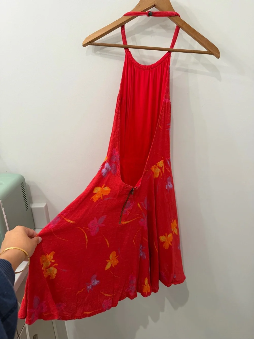 Free People Like A Flirt Floral Backless Halter Mini SunDress, Size XS - Picture 6 of 11